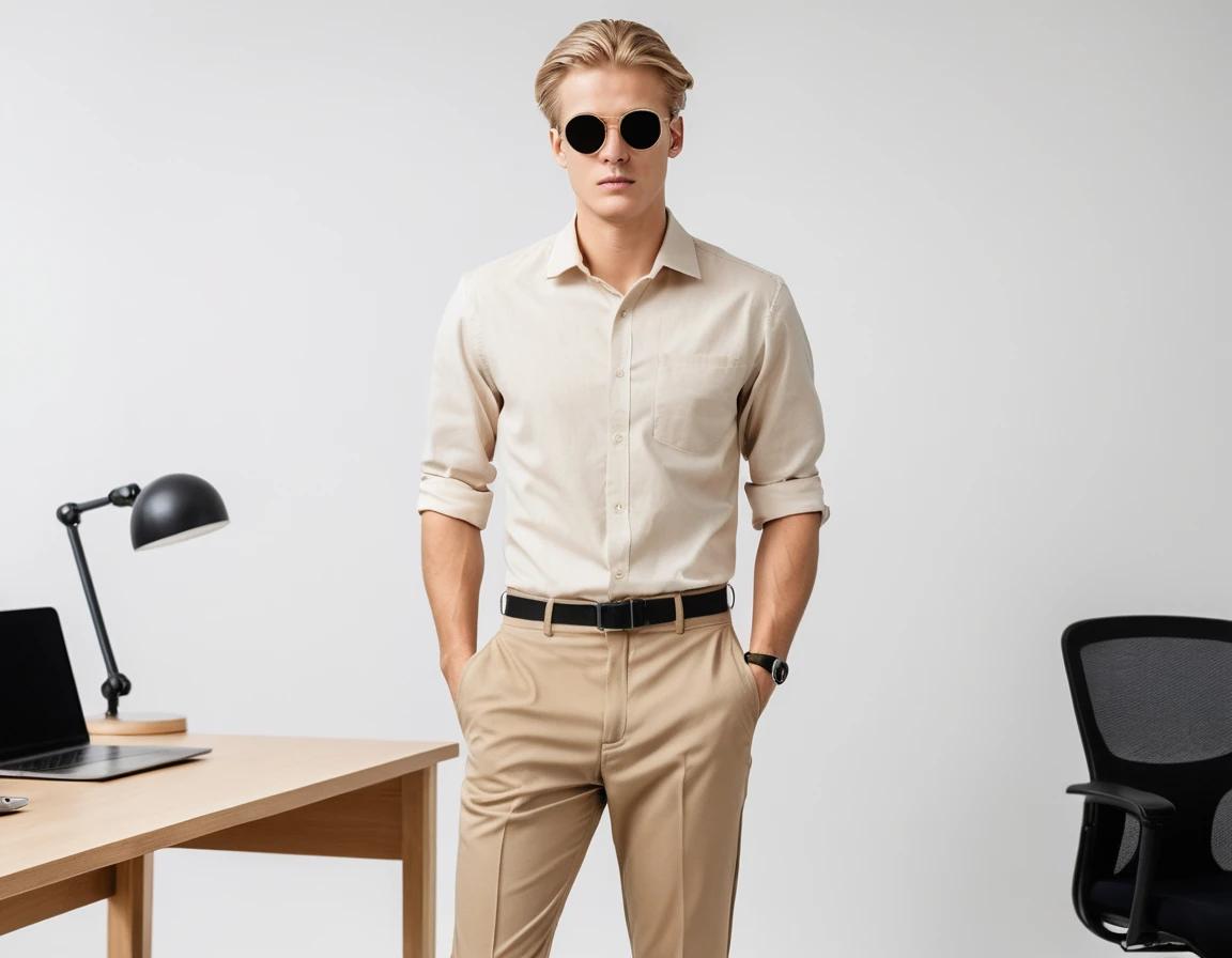 Men's beige formal pant
