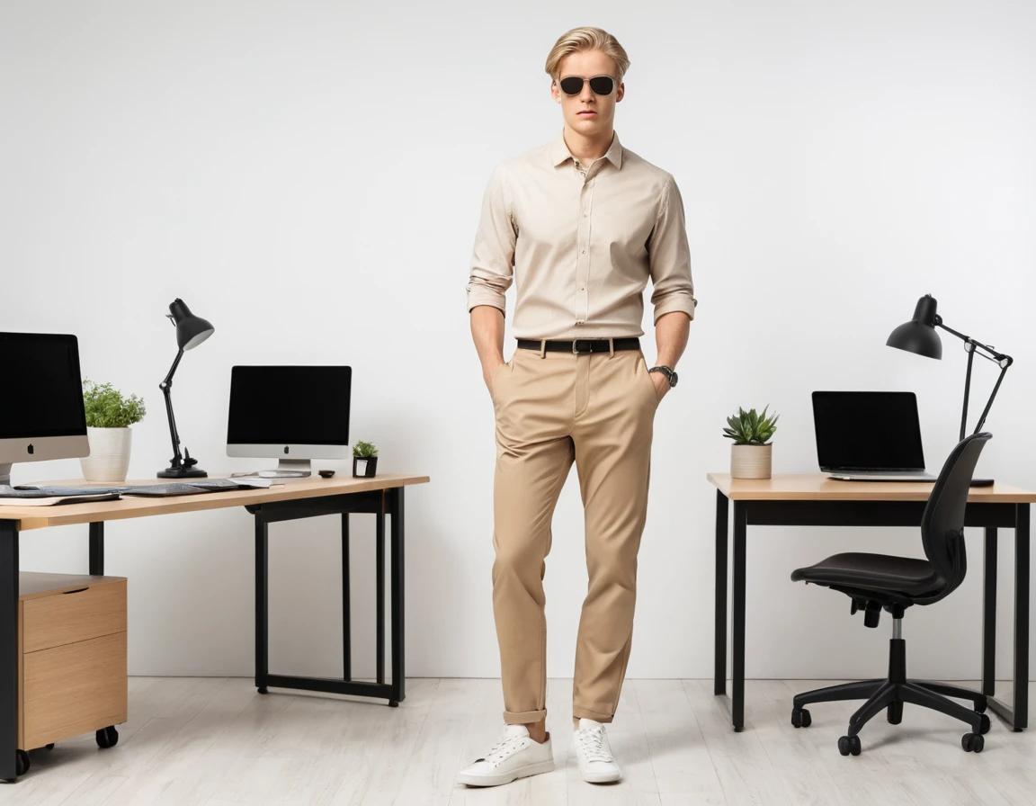 Men's beige formal pant