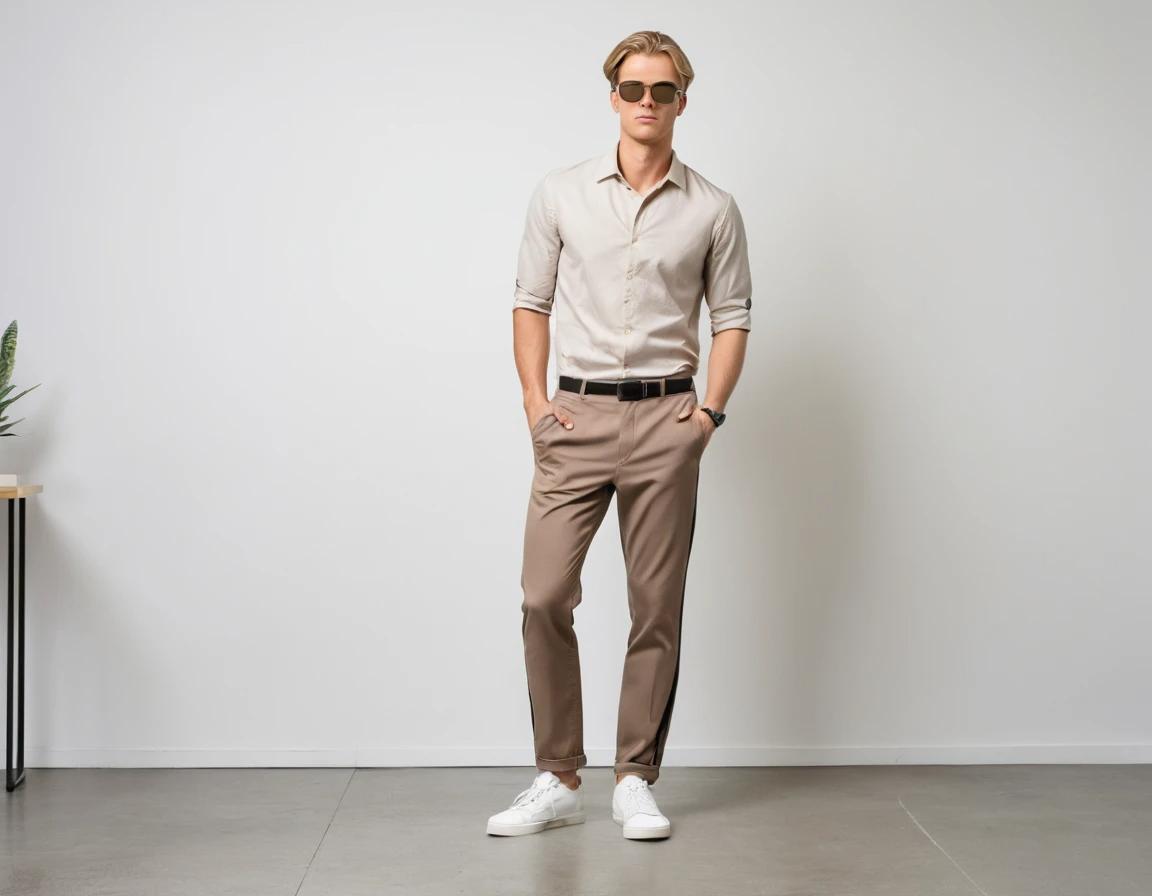 Men's tan formal pant