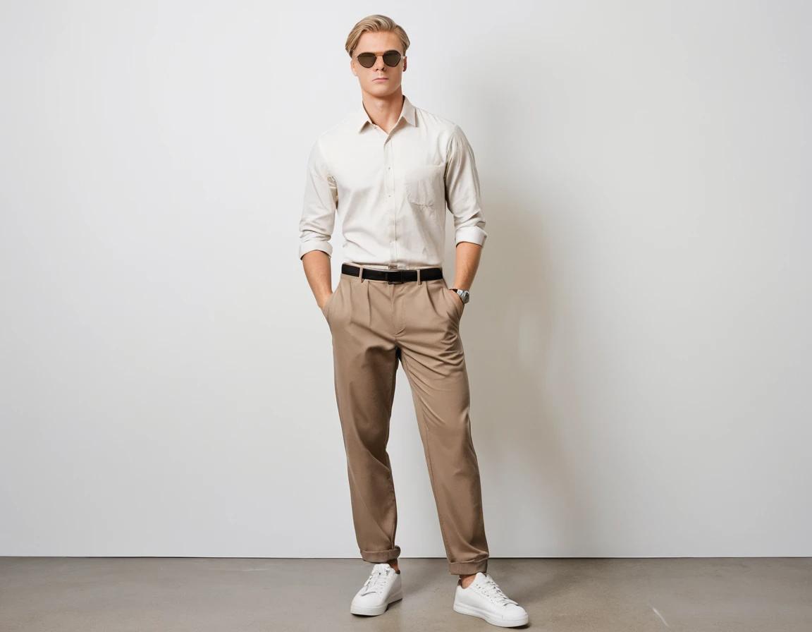 Men's tan formal pant
