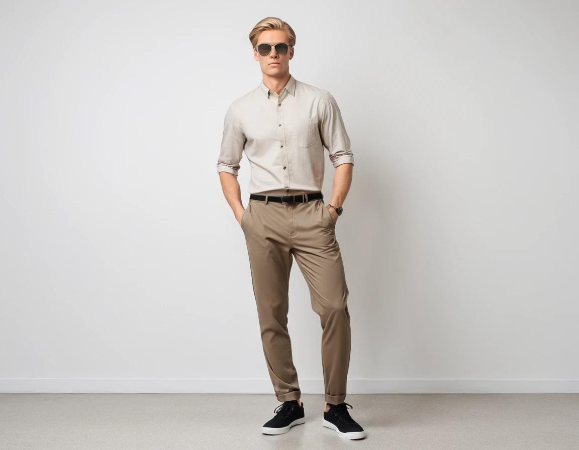 Men's tan formal pant