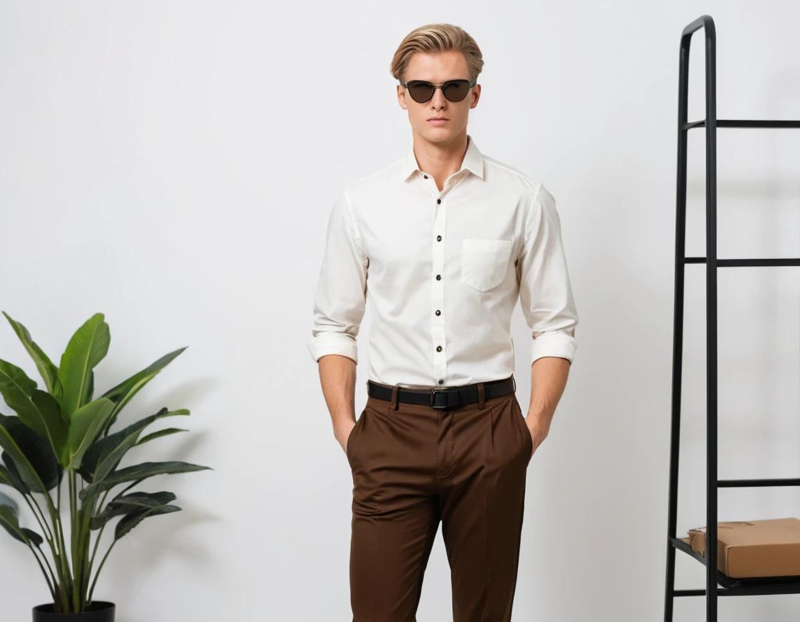 Men's dark brown formal pant