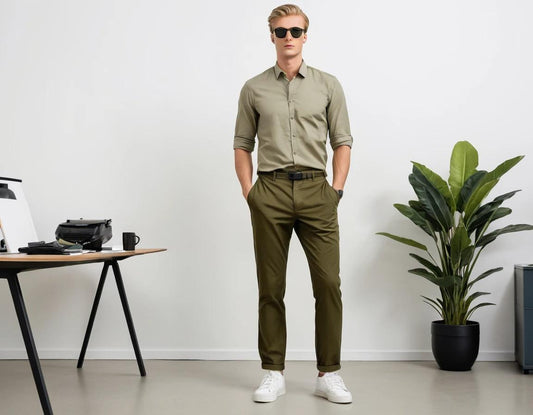 Men's olive green formal pant