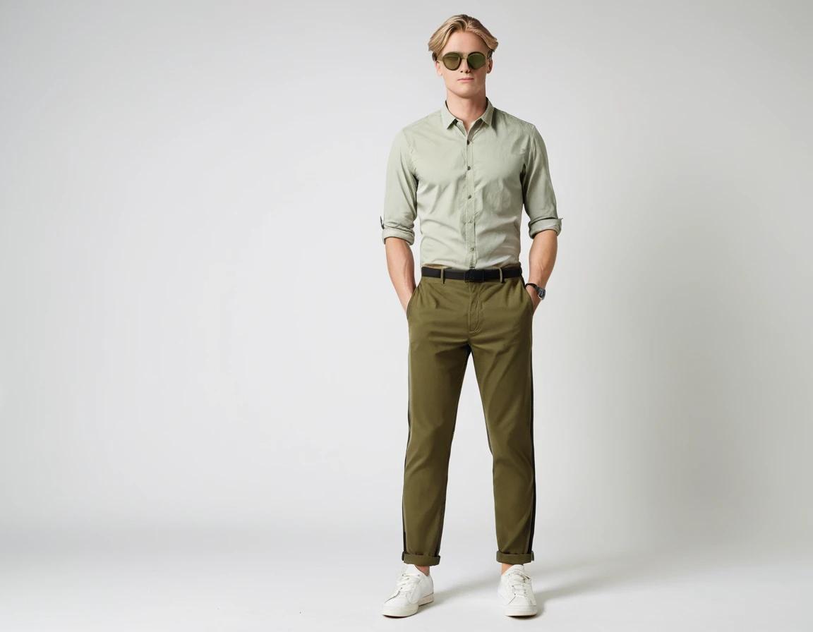 Men's olive green formal pant