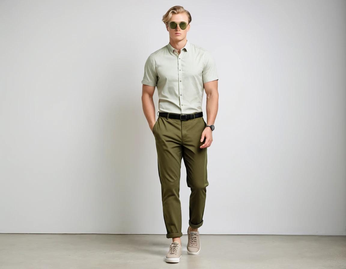 Men's olive green formal pant
