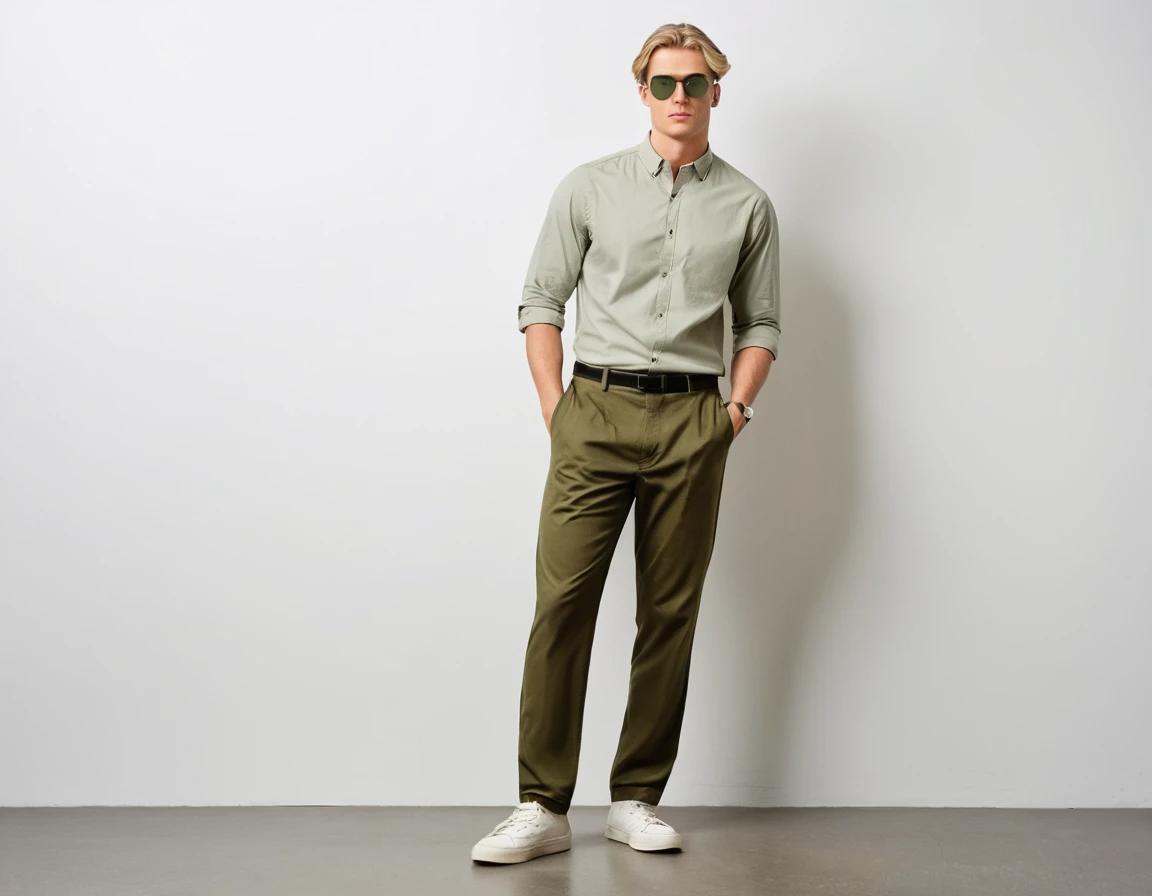 Men's olive green formal pant