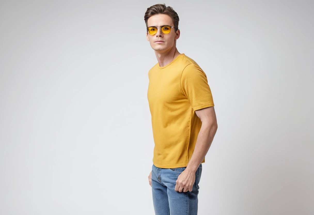 Men's solid new yellow half sleeve round neck t-shirt