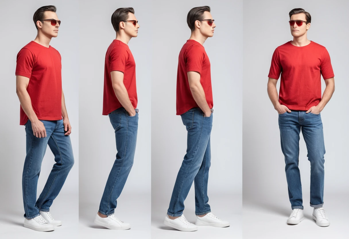 Men's solid red half sleeve round neck t-shirt.