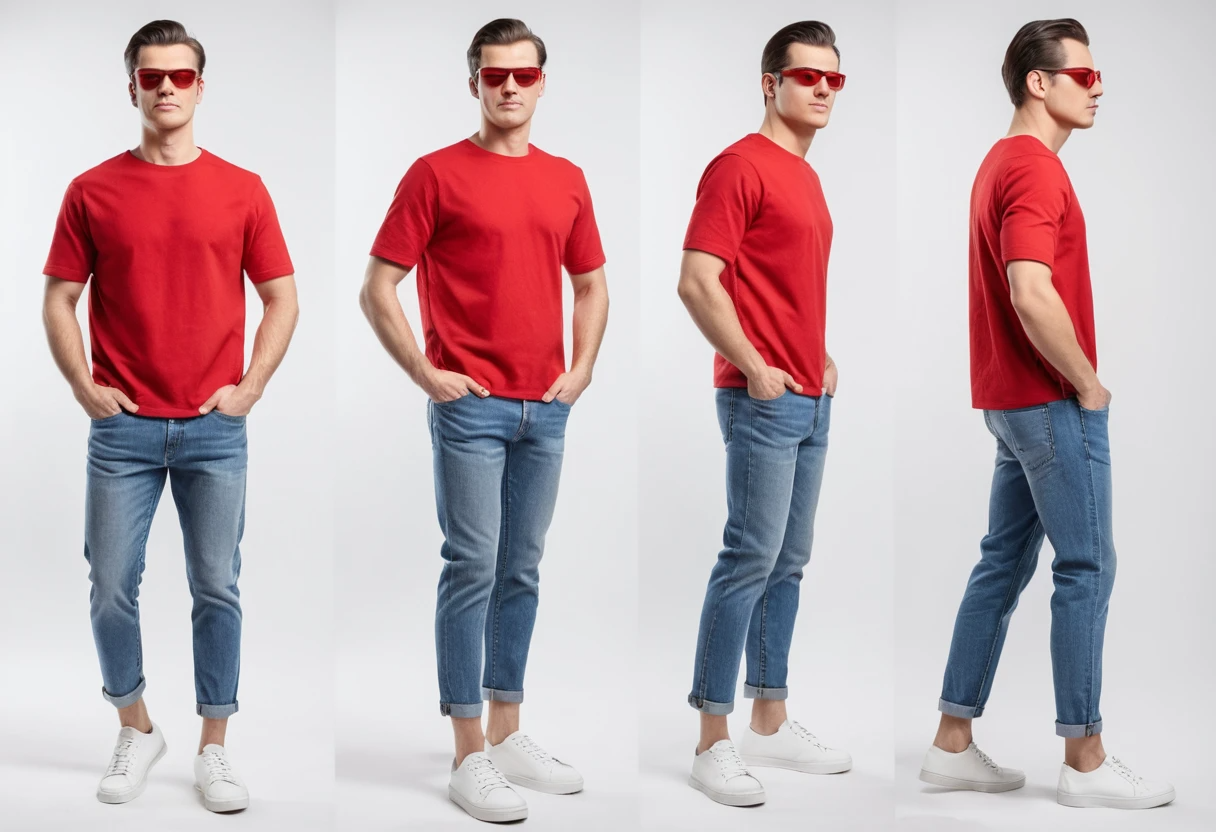 Men's solid red half sleeve round neck t-shirt.