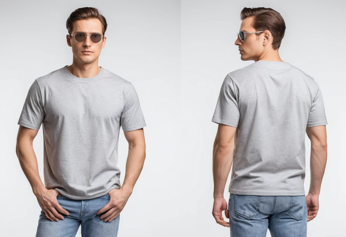 Men's solid grey half sleeve round neck t-shirt.