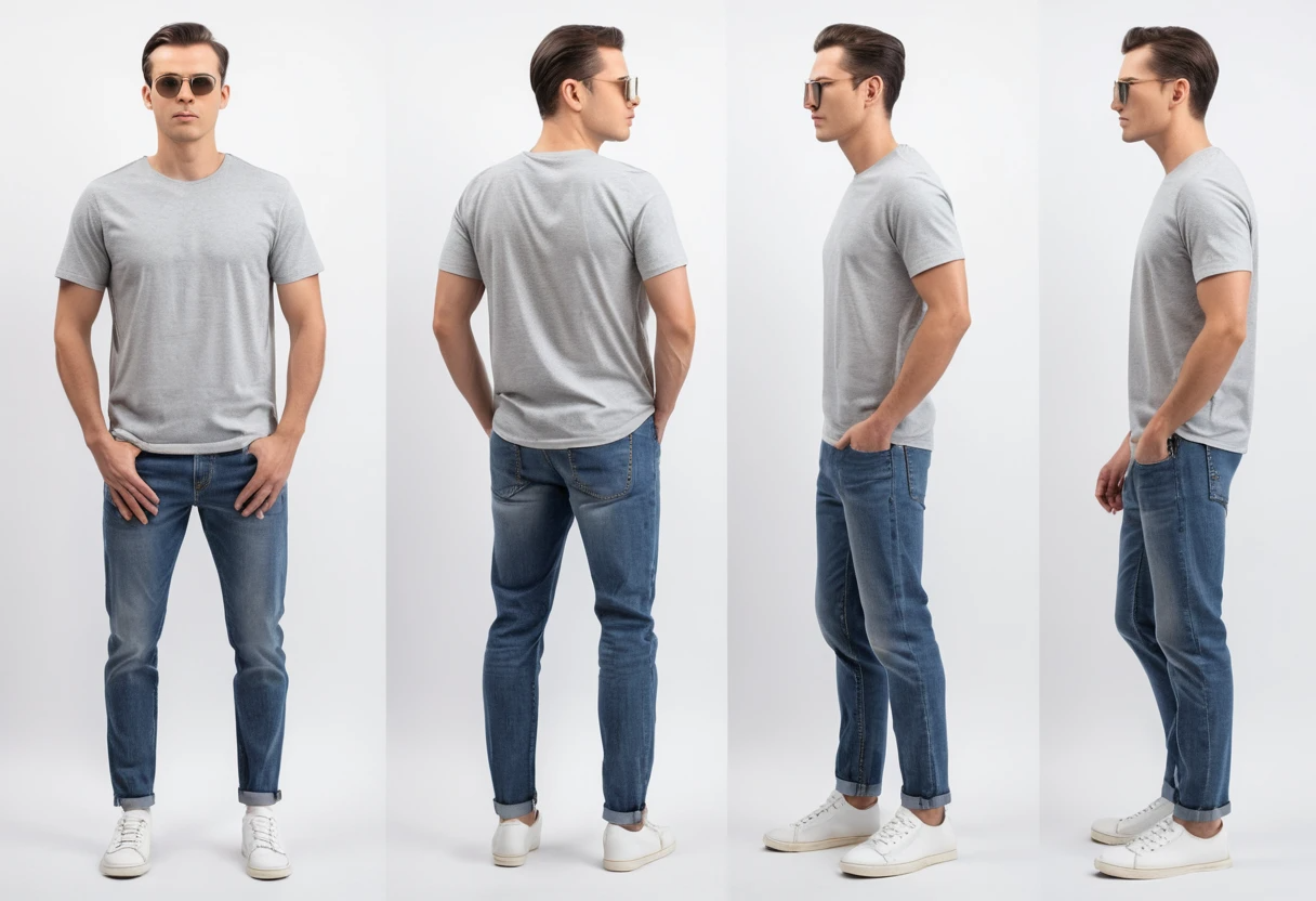 Men's solid grey half sleeve round neck t-shirt.