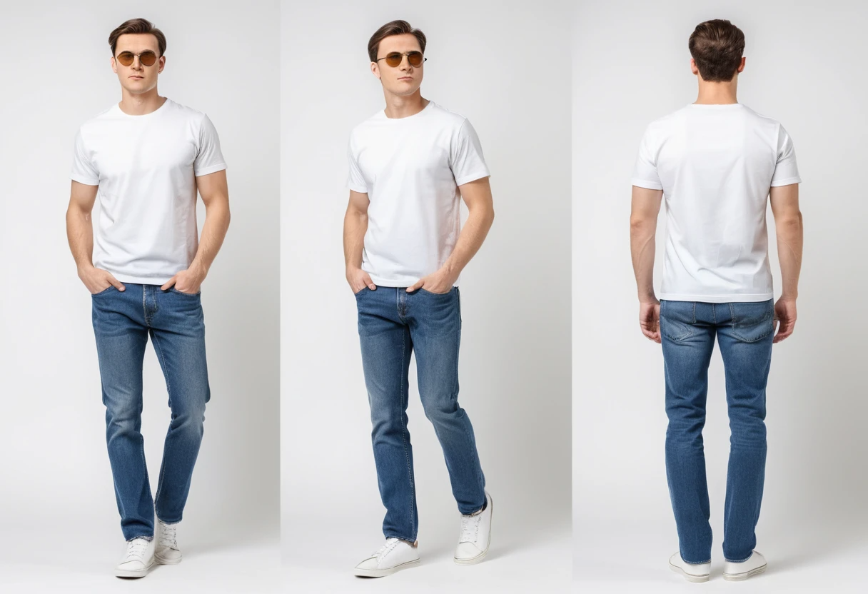 Men's solid white half sleeve round neck t-shirt.