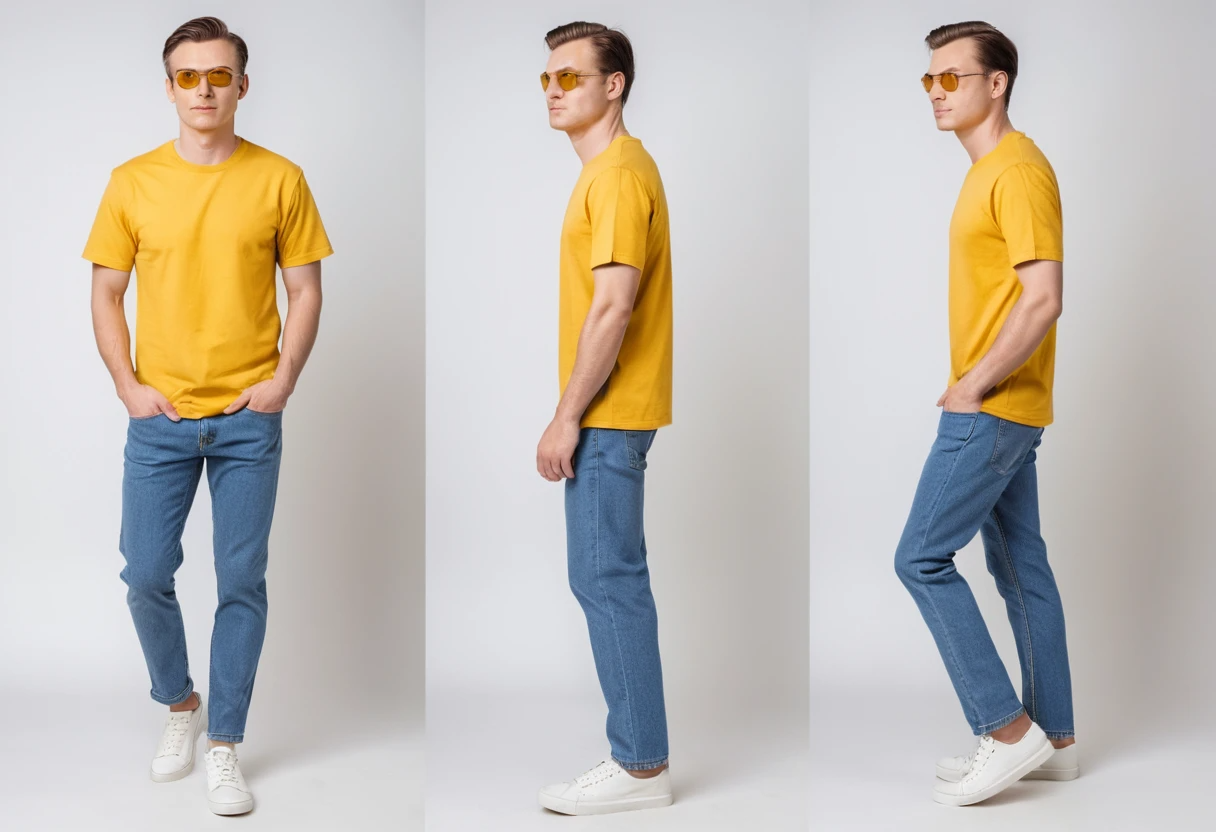 Men's solid new yellow half sleeve round neck t-shirt.