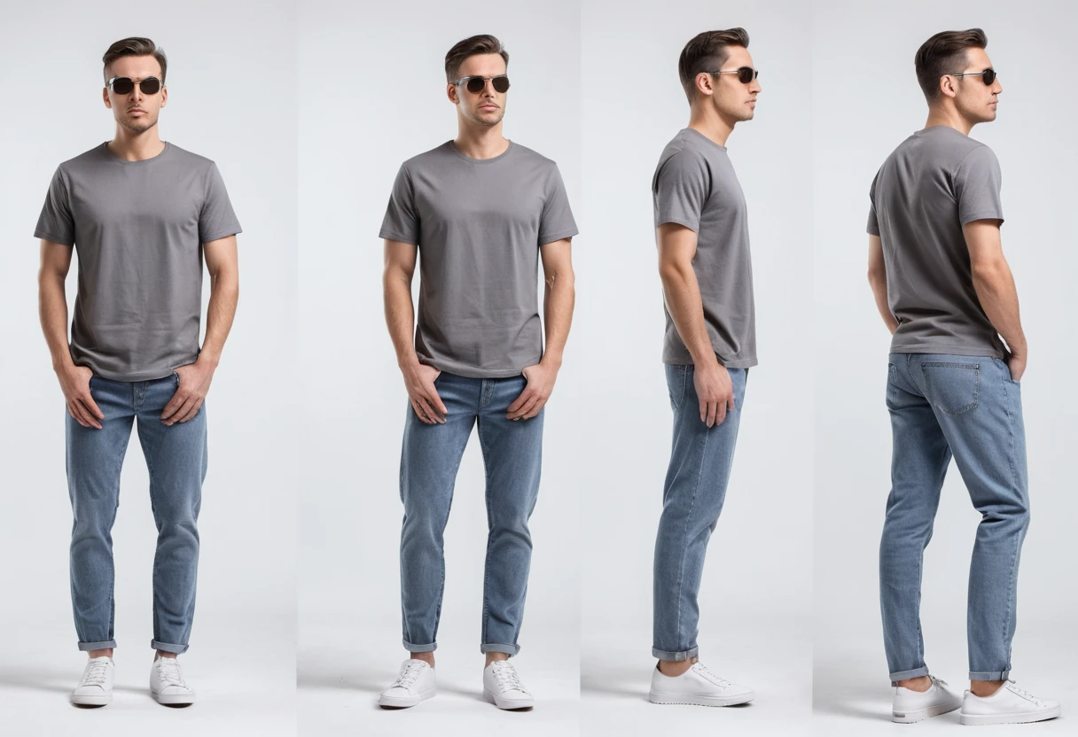 Men's solid grey half sleeve round neck t-shirt.