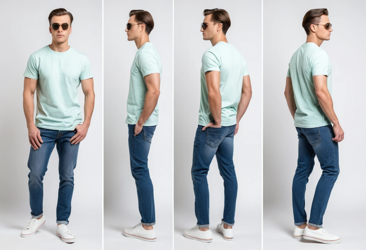 Men's solid mint half sleeve round neck t-shirt.